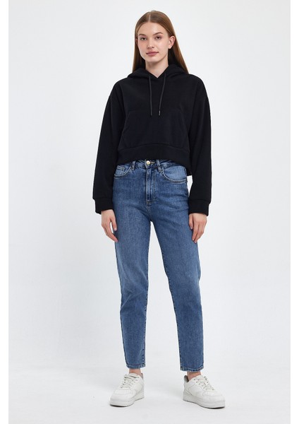 Kadın Rahat Kalıp Softech Polar Kapşonlu Kanguru Cepli Sweatshırt SPR24PWK98