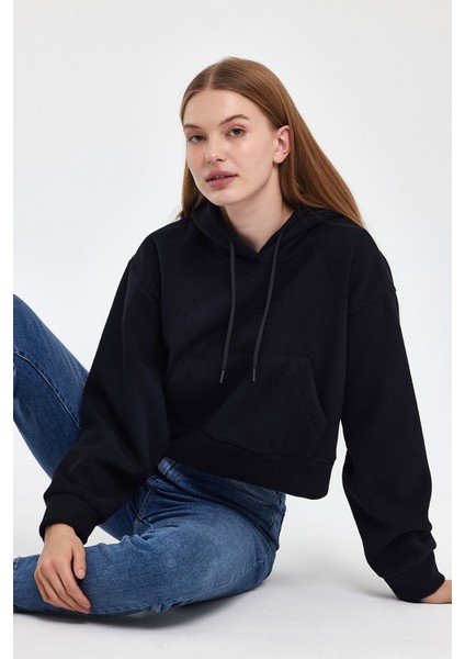 Kadın Rahat Kalıp Softech Polar Kapşonlu Kanguru Cepli Sweatshırt SPR24PWK98 fiyatları