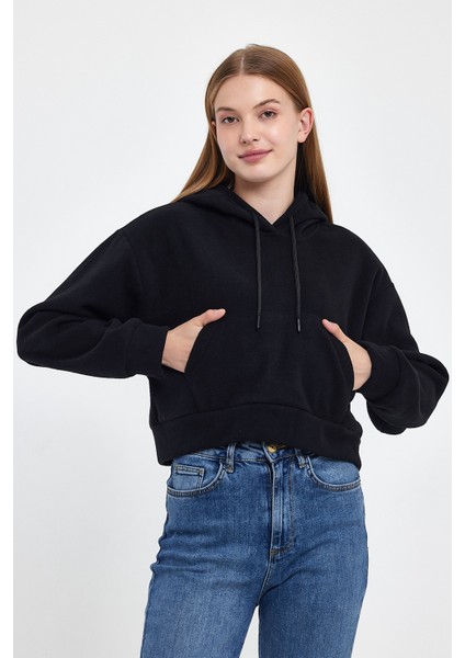Kadın Rahat Kalıp Softech Polar Kapşonlu Kanguru Cepli Sweatshırt SPR24PWK98 modelleri