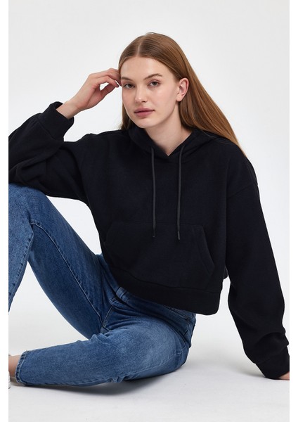 Kadın Rahat Kalıp Softech Polar Kapşonlu Kanguru Cepli Sweatshırt SPR24PWK98 fırsatları