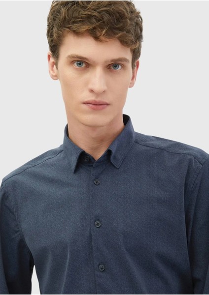 Lacivert Baskılı Casual Fit Casual Gömlek modelleri