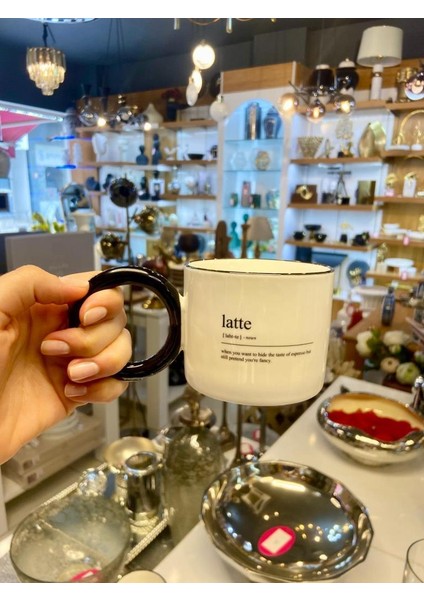 Dıctıonary Latte Yazılı Porselen Kupa