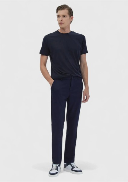 Lacivert Düz Dokuma Jogging Fit Casual Pamuk Karışımlı Pantolon