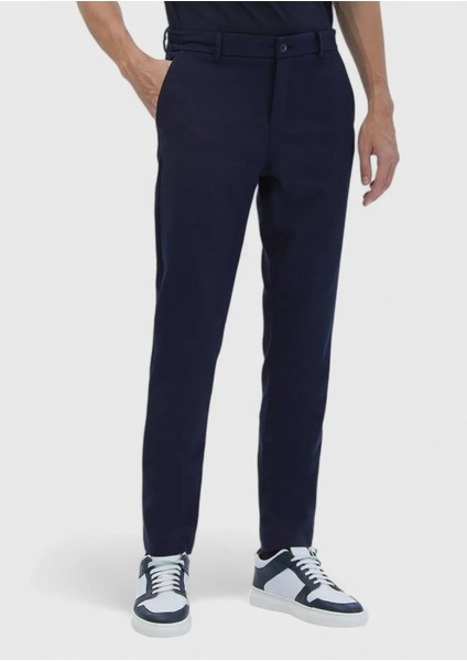 Lacivert Düz Dokuma Jogging Fit Casual Pamuk Karışımlı Pantolon modelleri