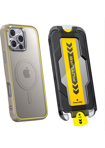 The Future Iphone 16 Pro Max Kılıfı Desert Titanium, Tam Kaplayan Kırılmaz Temperli Camlı Koruma