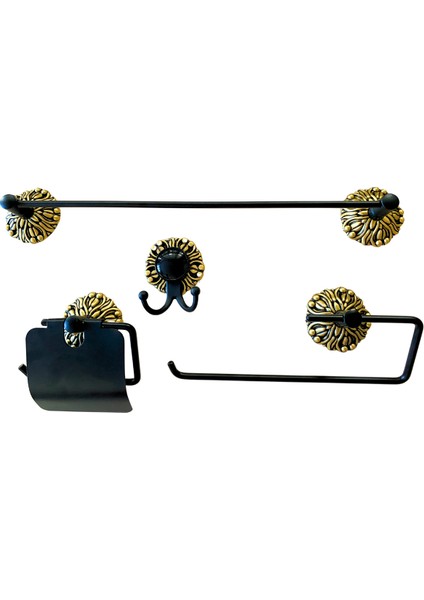 Paslanmaz Pirinç Banyo Tam Set Rolo Havluluk Kendinden Yapışkanlı Montajsız