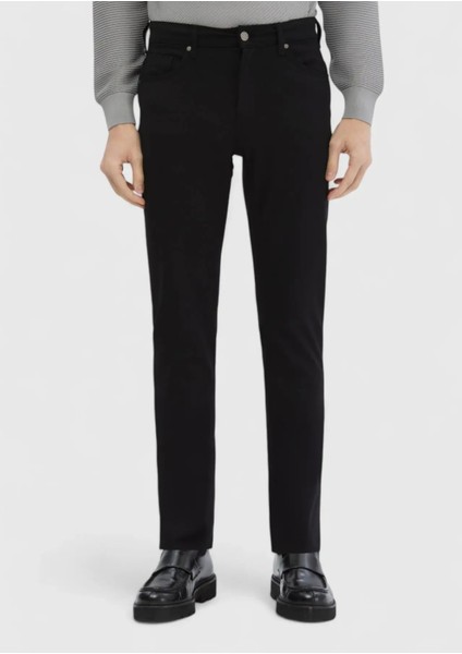 Siyah Düz Örme Slim Fit Casual Pantolon fiyatları