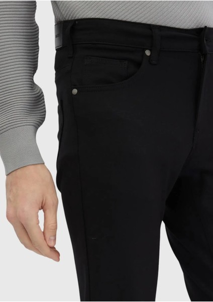 Siyah Düz Örme Slim Fit Casual Pantolon modelleri