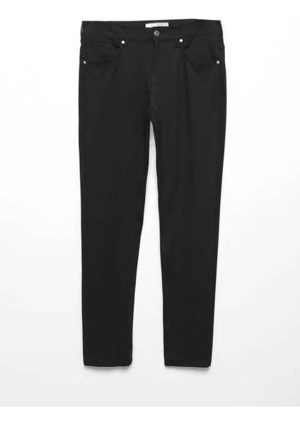 Siyah Düz Örme Slim Fit Casual Pantolon indirimleri