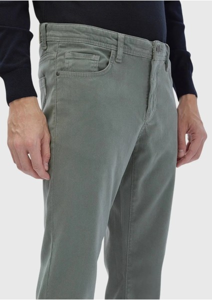 Yeşil Düz Dokuma Slim Fit Casual Pamuk Karışımlı Pantolon fırsatları