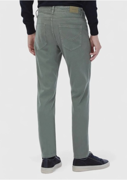 Yeşil Düz Dokuma Slim Fit Casual Pamuk Karışımlı Pantolon indirimleri