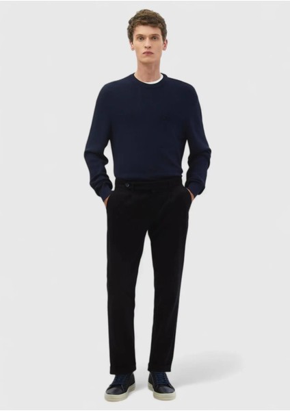 Lacivert Düz Dokuma Regular Fit Casual %100 Pamuk Pantolon