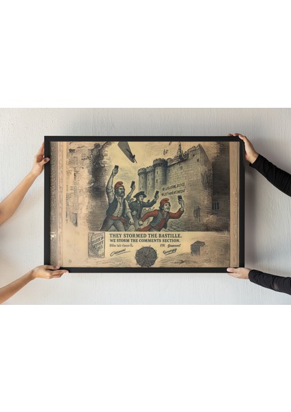 Bastille Baskını Çerçeveli Tablo – Fransız Devrimi – Aktivizm Dekoru – Tarih Sever Hediyesi 30X42 cm