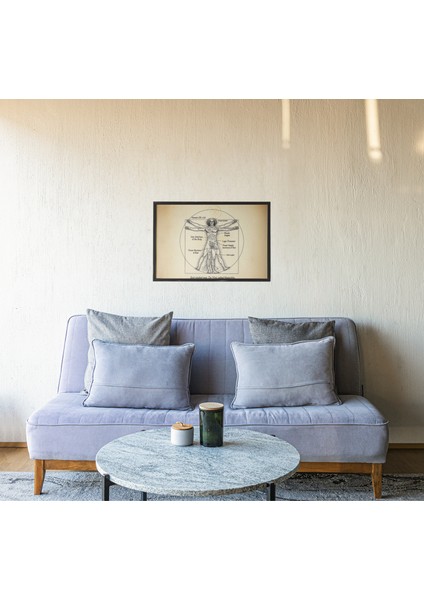 Vitruvian Man Çerçeveli Tablo – Da Vinci Parodi Baskısı – Bilim ve Mizah Duvar Dekoru – 30X42 cm fiyatları