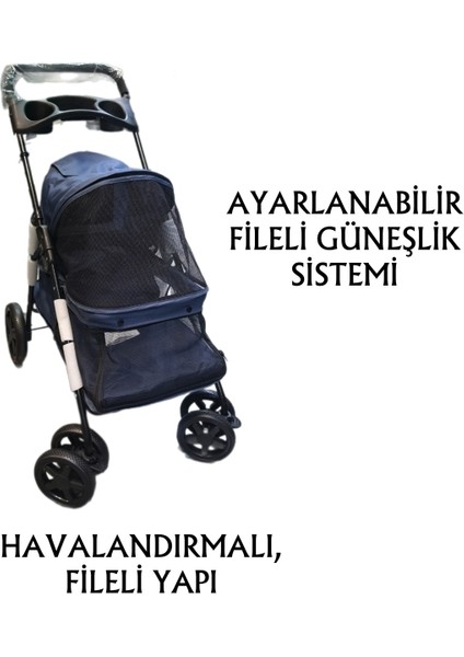 Evcil Hayvan Arabası 74,5X46,5X97,5CM Lacivert Max 15KG fiyatları