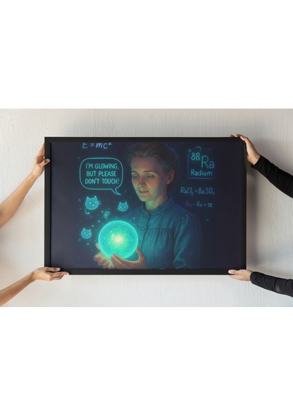 Marie Curie Radium Çerçeveli Tablo – Bilim Tarihi ve Fizik Temalı Sanat – 30X42 cm