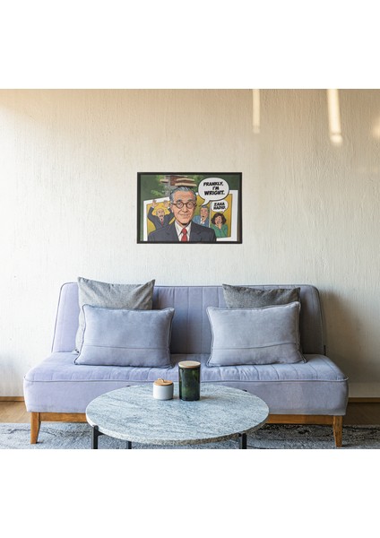 Frank Lloyd Wright & Zaha Hadid Çerçeveli Tablo – Çizgi Roman Tarzı Mimarlık Mizahı – 30X42 cm fiyatları