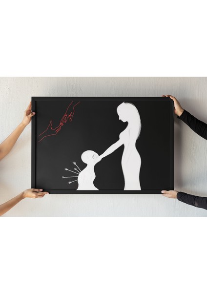 Minimalist Sanat Çerçeveli Tablo – Ruhsal Bağ Temalı Özel Tasarım Duvar Dekoru – 30X42 cm