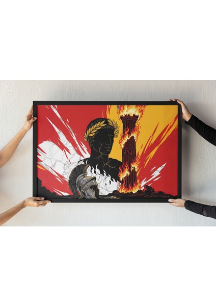 Roma’nın Çöküşü Çerçeveli Tablo – Spqr Imparator Büstü – Roma Imparatorluğu Dekor – 30X42 cm