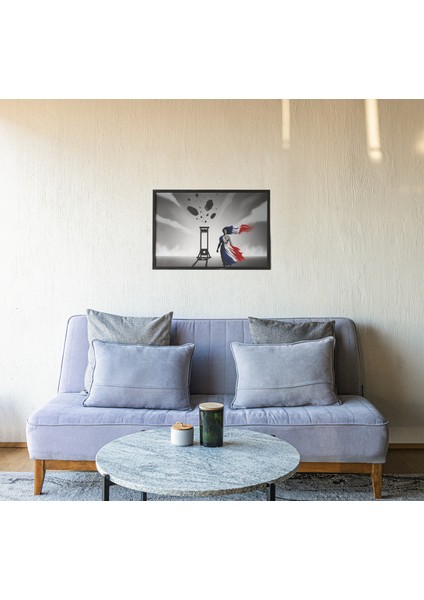 Fransız Devrimi Çerçeveli Tablo – Özgürlük ve Marianne Fransız Bayrağı Temalı Duvar Dekoru 30X42 cm fiyatları