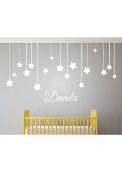 Bebek Odası Çocuk Odası Özel Yeni Sticker Kişiye Özel Isimli Yıldız Özel Yeni Sticker Beyaz