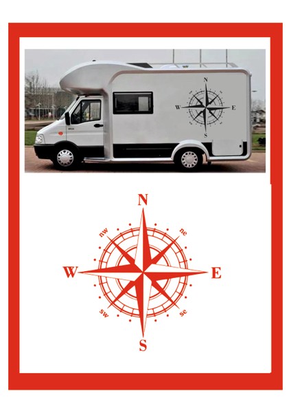 Pusula Oto Özel Yeni Sticker 1 Adet Kırmızı 45*45 cm