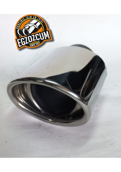 51 mm Tekli Krom Oval Yassı Kesik Içi Dolu Egzoz Ucu Eksoz 1 Adet--Egzozcum