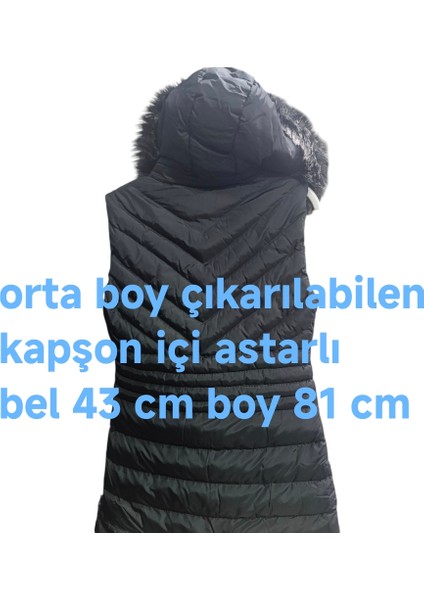 Kadın Şişme Yelek Kapüşon Fermuarlı