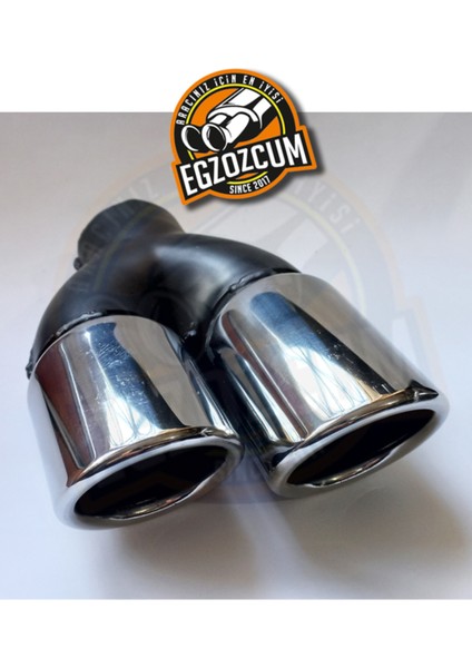76 Mm. Eğimli Kesik Sol Çiftli Krom Egzoz Ucu Sessiz 1 Adet Eksoz Başlığı