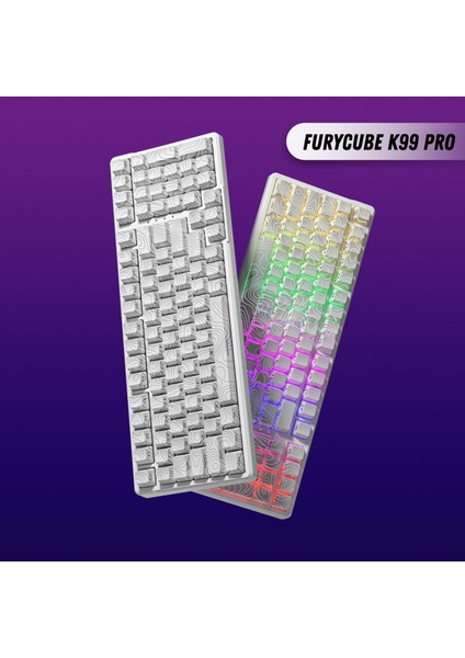 K99 Pro Hotswap Rgb Windows/macos Uyumlu Kablolu, Kablosuz, Bluetooth %95 Mekanik Oyuncu Klavye Beyaz Topography fiyatları