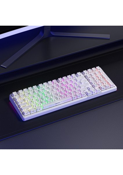 K99 Pro Hotswap Rgb Windows/macos Uyumlu Kablolu, Kablosuz, Bluetooth %95 Mekanik Oyuncu Klavye Beyaz Topography fırsatları
