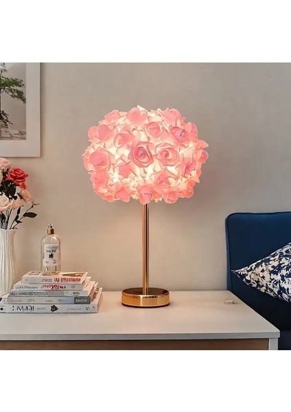 Pembe 1 Adet Gül Çiçekli Masa Lambası Pe Abajur fiyatları