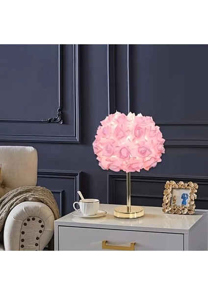 Pembe 1 Adet Gül Çiçekli Masa Lambası Pe Abajur modelleri