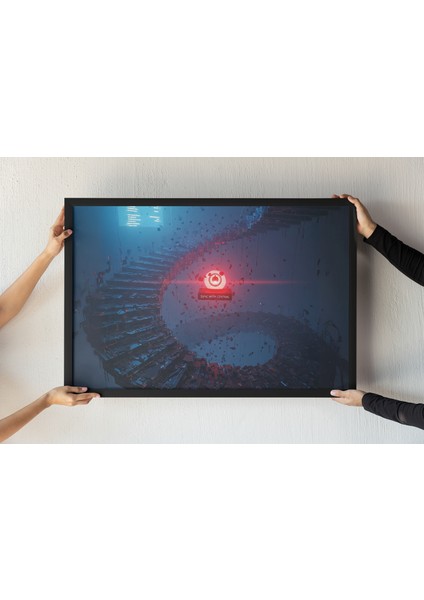 Modern Mimari Çerçeveli Tablo – Soyut Baskı – Gelecekçi Duvar Sanatı – Dijital Dekor – 30X42 cm