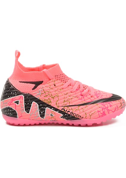 Pembe Siyah Çoraplı Çocuk Halı Saha Ayakkabısı Air 600 F