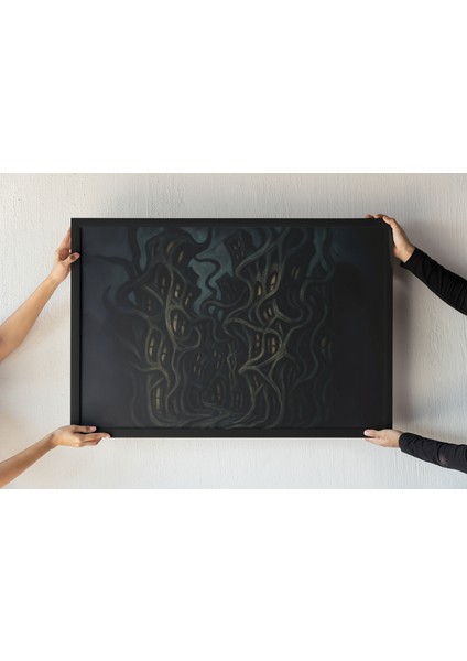 Surreal Architecture Çerçeveli Tablo – Bükülmüş Binalar – Soyut Şehir – Duvar Dekoru 30X42 cm