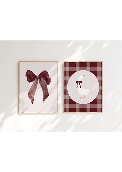 Çerçevesiz Bordo Silly Goose Poster, 2 Li Ördek Poster, Bebek Çocuk Odası Poster Seti fırsatları