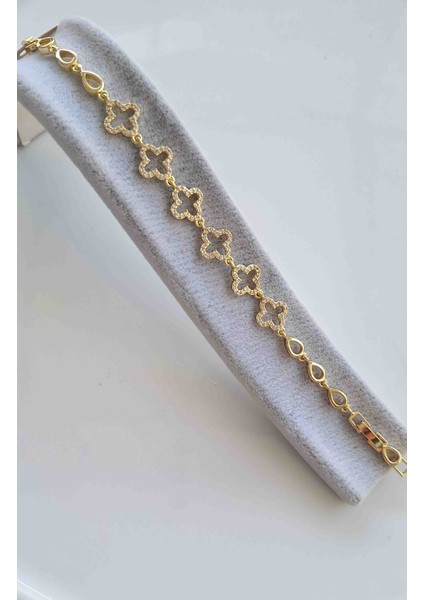 14K Bileklik ,yonca Model Taşlı