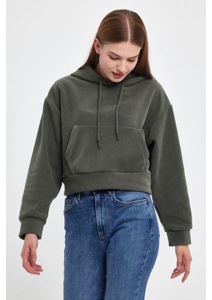 Kadın Rahat Kalıp Softech Polar Kapşonlu Kanguru Cepli Sweatshırt SPR24PWK98 fırsatları