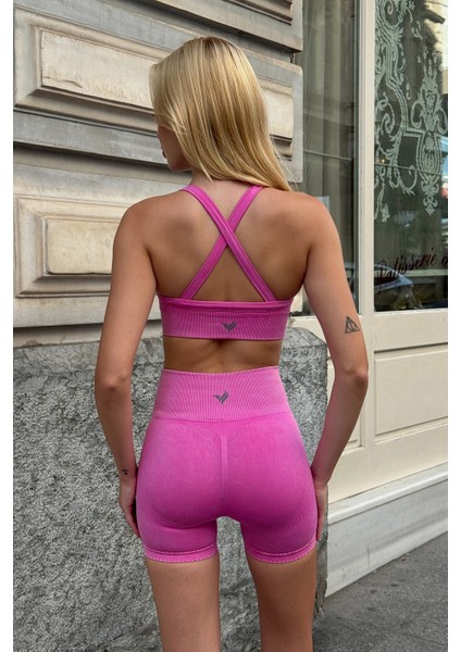 Prime FIT - Pembe Yüksek Bel Seamless Push-Up Toparlayıcı Şort Tayt fırsatları