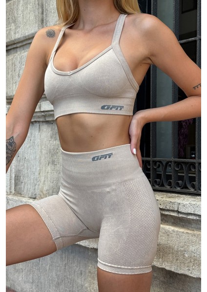 Prime FIT - Bej Yüksek Bel Seamless Push-Up Toparlayıcı Şort Tayt fiyatları