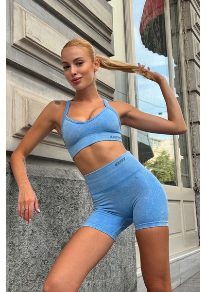 Prime FIT - Mavi Yüksek Bel Seamless Push-Up Toparlayıcı Şort Tayt indirimleri