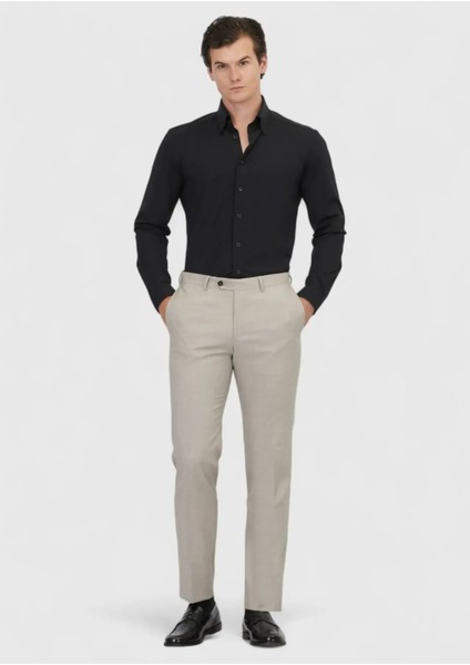Siyah Düz Casual Fit Casual Pamuk Karışımlı Gömlek fiyatları