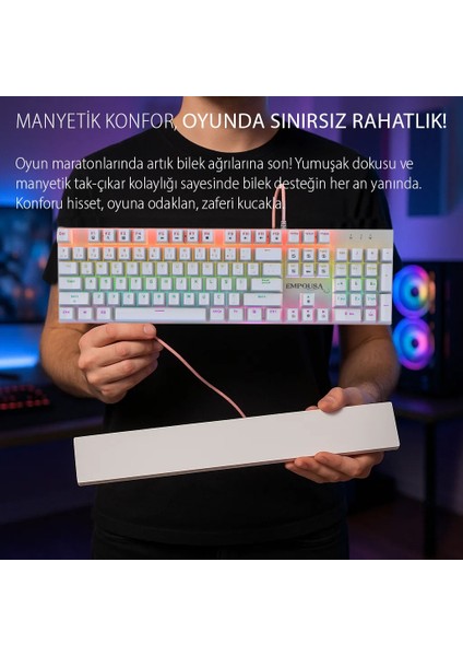 IKG-456 Mekanik Klavye | Blue Switch, 19 Rainbow Led, Full Anti-Ghosting, Mıknatıslı Bilek Desteği fiyatları