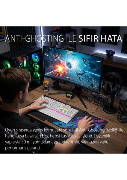 IKG-456 Mekanik Klavye | Blue Switch, 19 Rainbow Led, Full Anti-Ghosting, Mıknatıslı Bilek Desteği modelleri