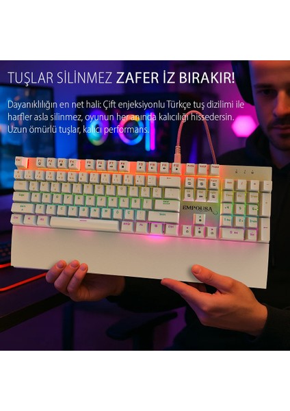 IKG-456 Mekanik Klavye | Blue Switch, 19 Rainbow Led, Full Anti-Ghosting, Mıknatıslı Bilek Desteği indirimleri