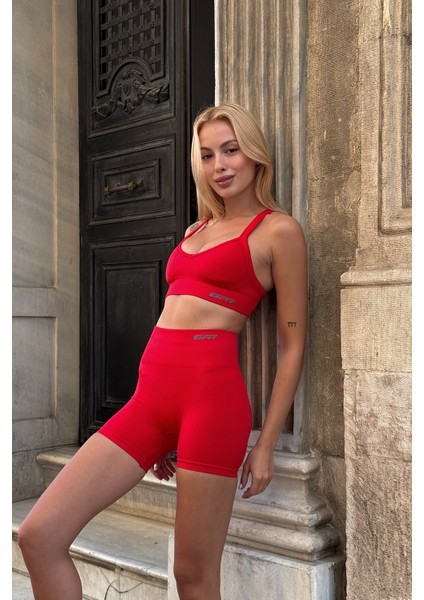 Prime FIT - Kırmızı Yüksek Bel Seamless Push-Up Toparlayıcı Şort Tayt indirimleri