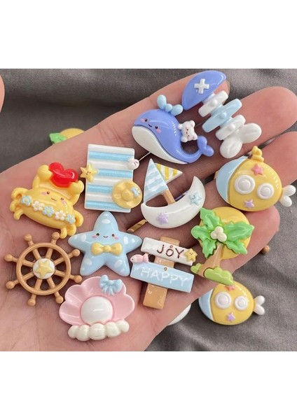 11 Adet Renkli Reçine Deniz Temalı - Sevimli Balinalar, Yıldızlar ve Denizcilik Malzemeleri | Denizcilik Dekoru | Canlı Renkler, Denizcilik Süsleri