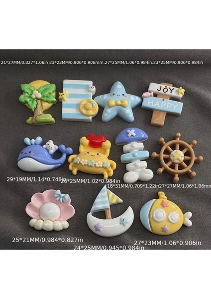 11 Adet Renkli Reçine Deniz Temalı - Sevimli Balinalar, Yıldızlar ve Denizcilik Malzemeleri | Denizcilik Dekoru | Canlı Renkler, Denizcilik Süsleri fırsatları
