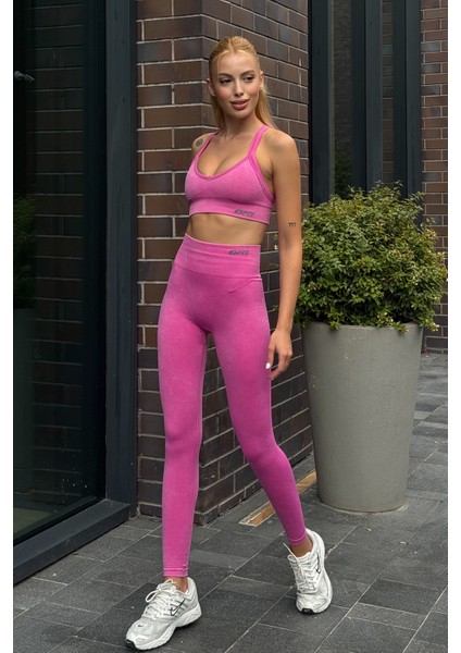 Prime FIT - Pembe Yüksek Bel Seamless Push-Up Toparlayıcı Tayt